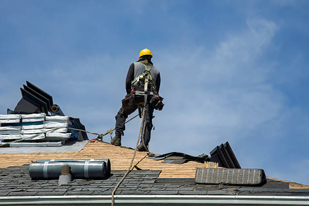 Professional Gutter Installation technician working in Rosanky, TX
